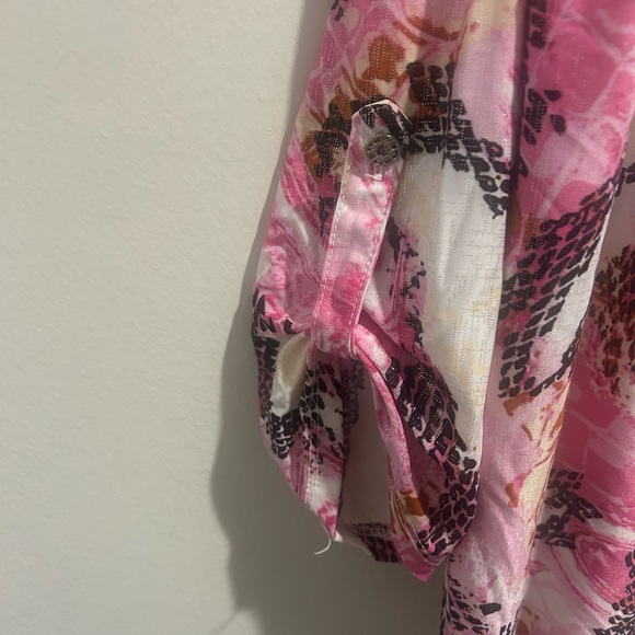 Pink Abstract Print Button-Up Blouse - Picture 4 of 6